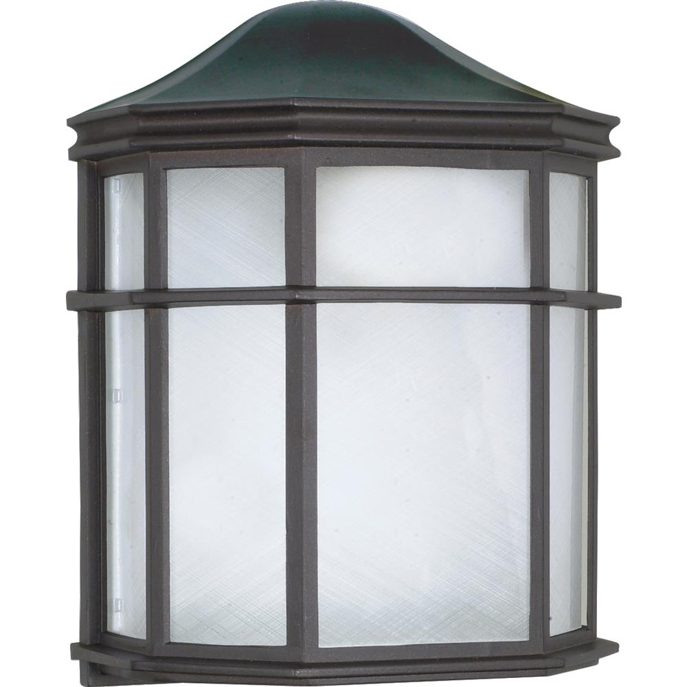 Nuvo Lighting 60/539  1 Light - 10" - Cage Lantern Wall Fixture - Die Cast; Linen Acrylic Lens in Textured Black Finish